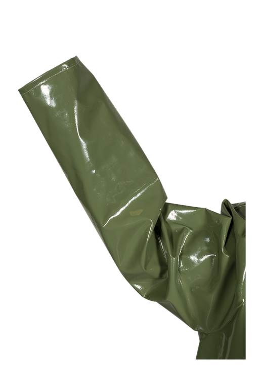 30" Jacket in FlexLite Green Sealed Only Snap Closure Tapered Sleeves